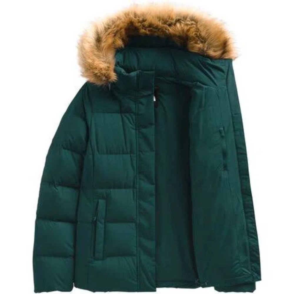 The North Face Gotham 550 Fill Goose Down Hooded Puffer Jacket Ponderosa Green - Picture 3 of 4